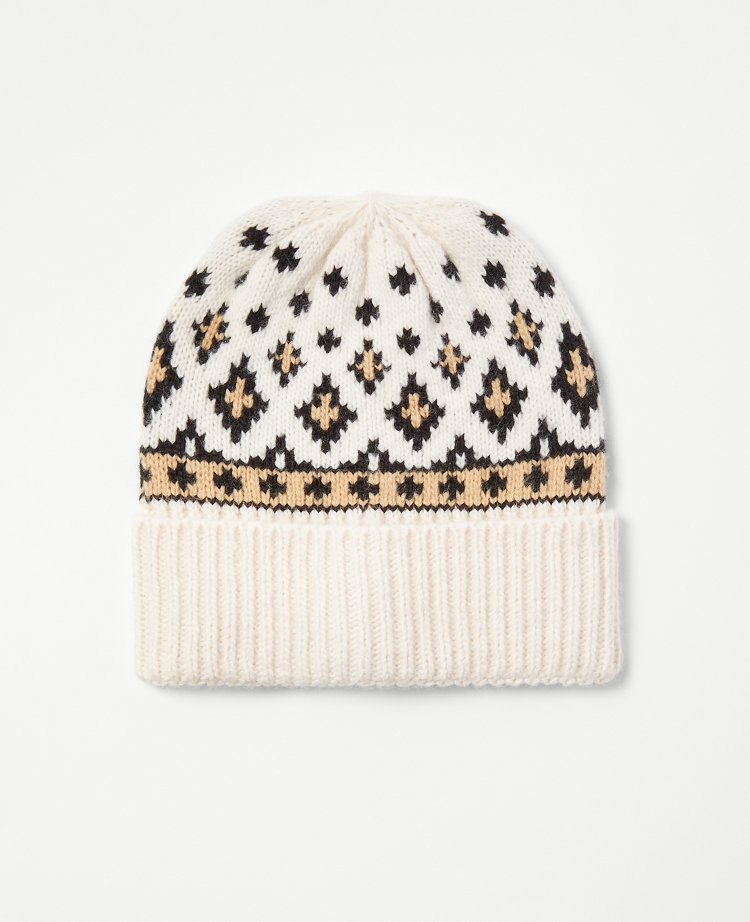 Ann Taylor Fair Isle Hat Cafe au Lait Women's