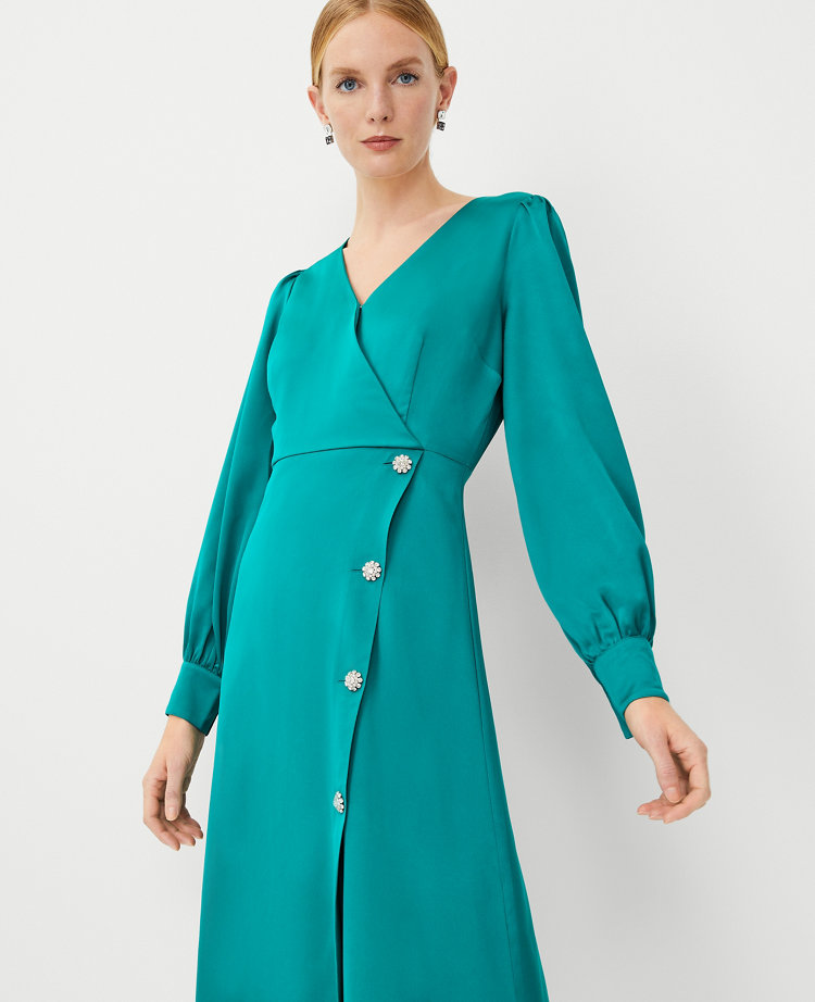 Ann taylor green wrap dress hotsell