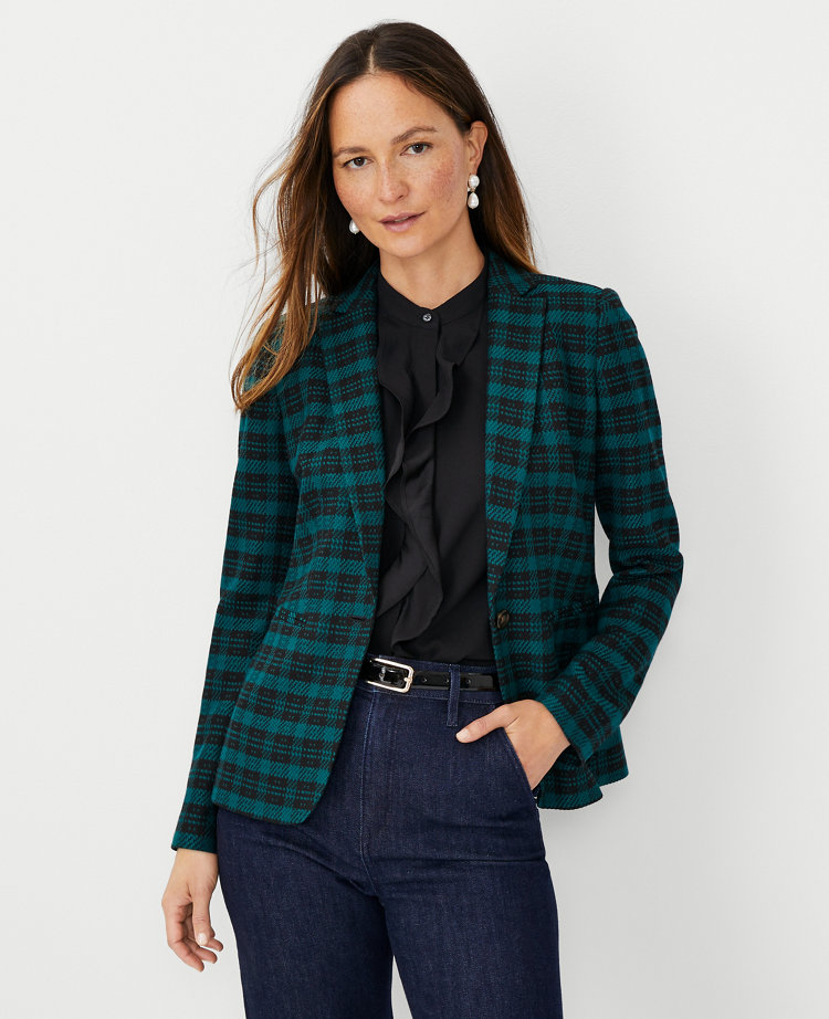 Long Plaid Blazer