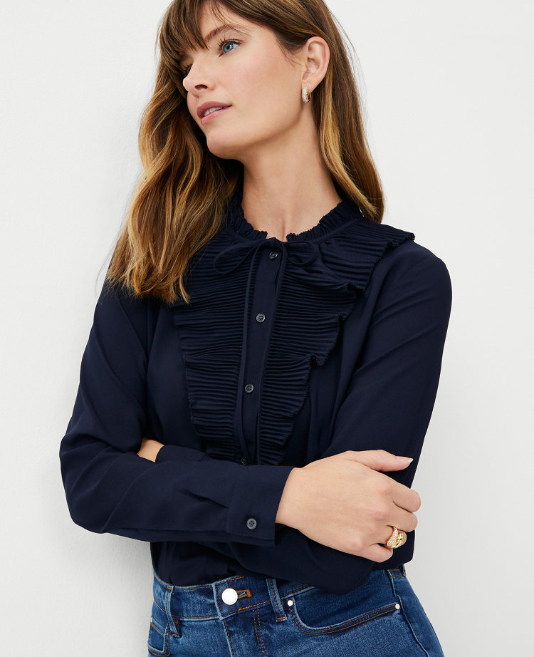 Pleated Ruffle Blouse