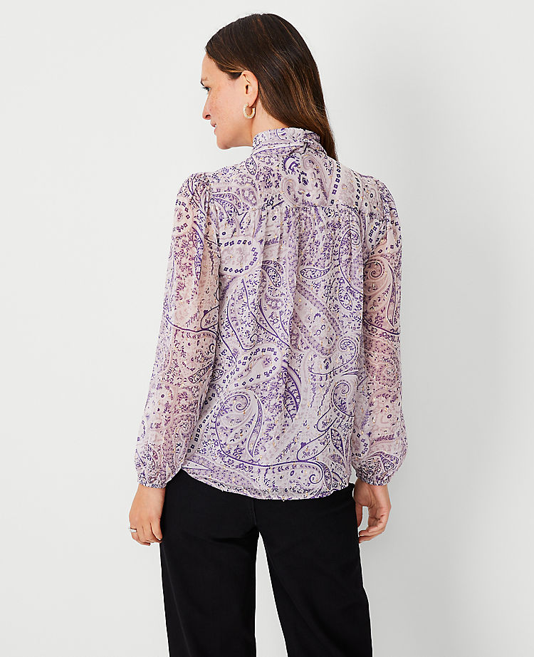 Shimmer Clip Paisley Bow Blouse