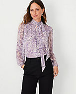 Shimmer Clip Paisley Bow Blouse carousel Product Image 3