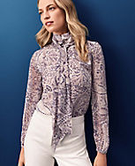 Shimmer Clip Paisley Bow Blouse carousel Product Image 6