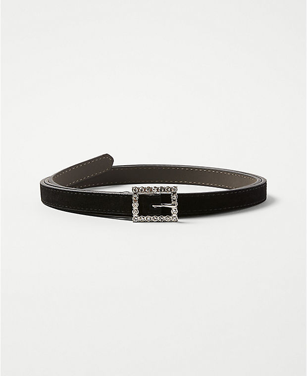 Crystal Square Buckle Leather Belt