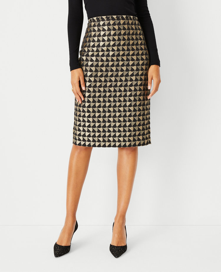 Geo Jacquard Pencil Skirt