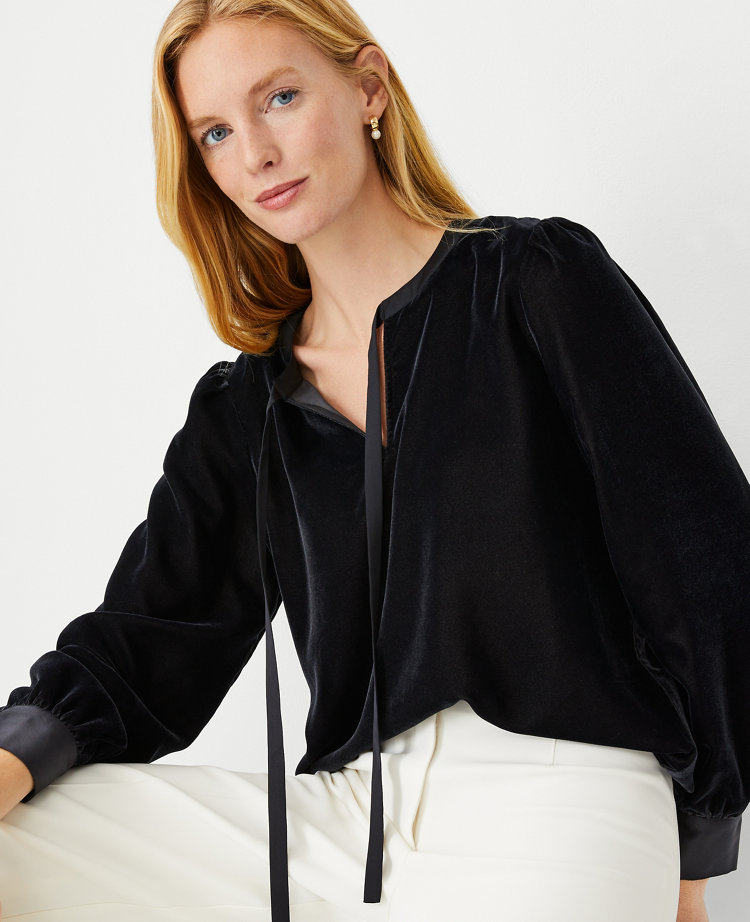Velvet Tie Neck Top