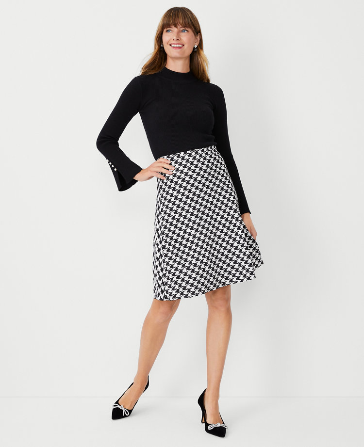 Houndstooth Bias Slip Skirt