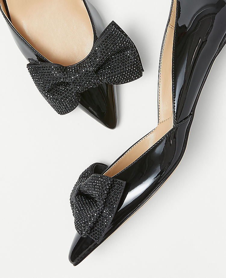 Crystal Bow D'Orsay Patent Pumps