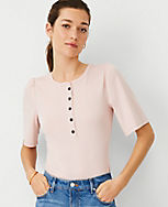 AT Weekend Flutter Knit Henley Top carousel Product Image 1