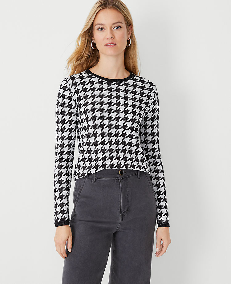 Petite Shimmer Houndstooth Jacquard Sweater