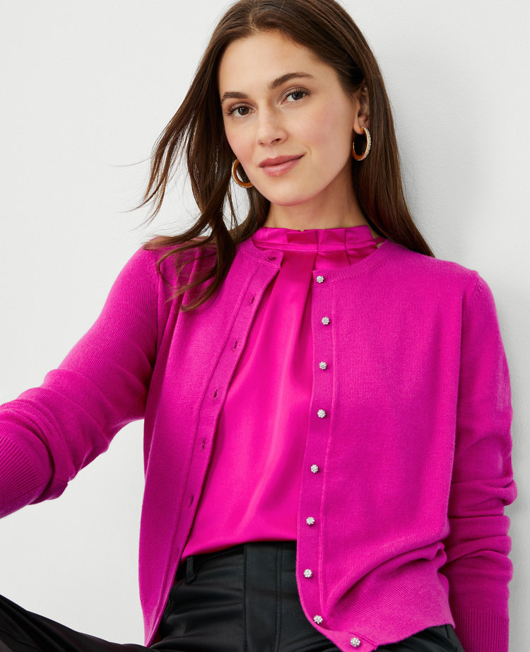 Ann taylor sales pink cardigan