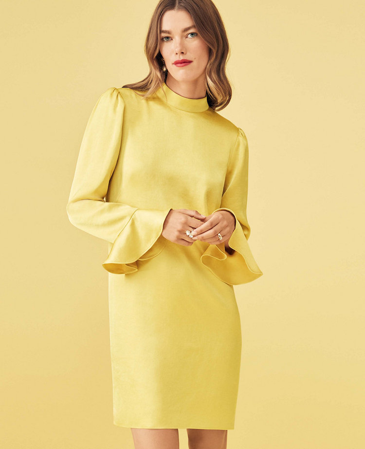 Bell sleeve hotsell yellow dress