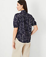 Floral Tie Neck Puff Sleeve Top carousel Product Image 2