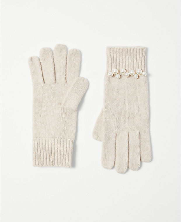 Pearlized Embellished Gloves
