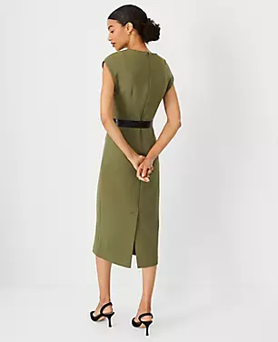 Faux Leather Belted Midi Sheath Dress carousel Product Image 2
