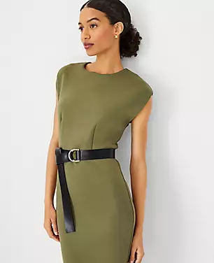 Faux Leather Belted Midi Sheath Dress carousel Product Image 3