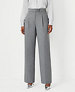 Pleated Slim Straight Pants in Heathered Flannel carousel Product Image 1
