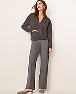 Pleated Slim Straight Pants in Heathered Flannel carousel Product Image 2
