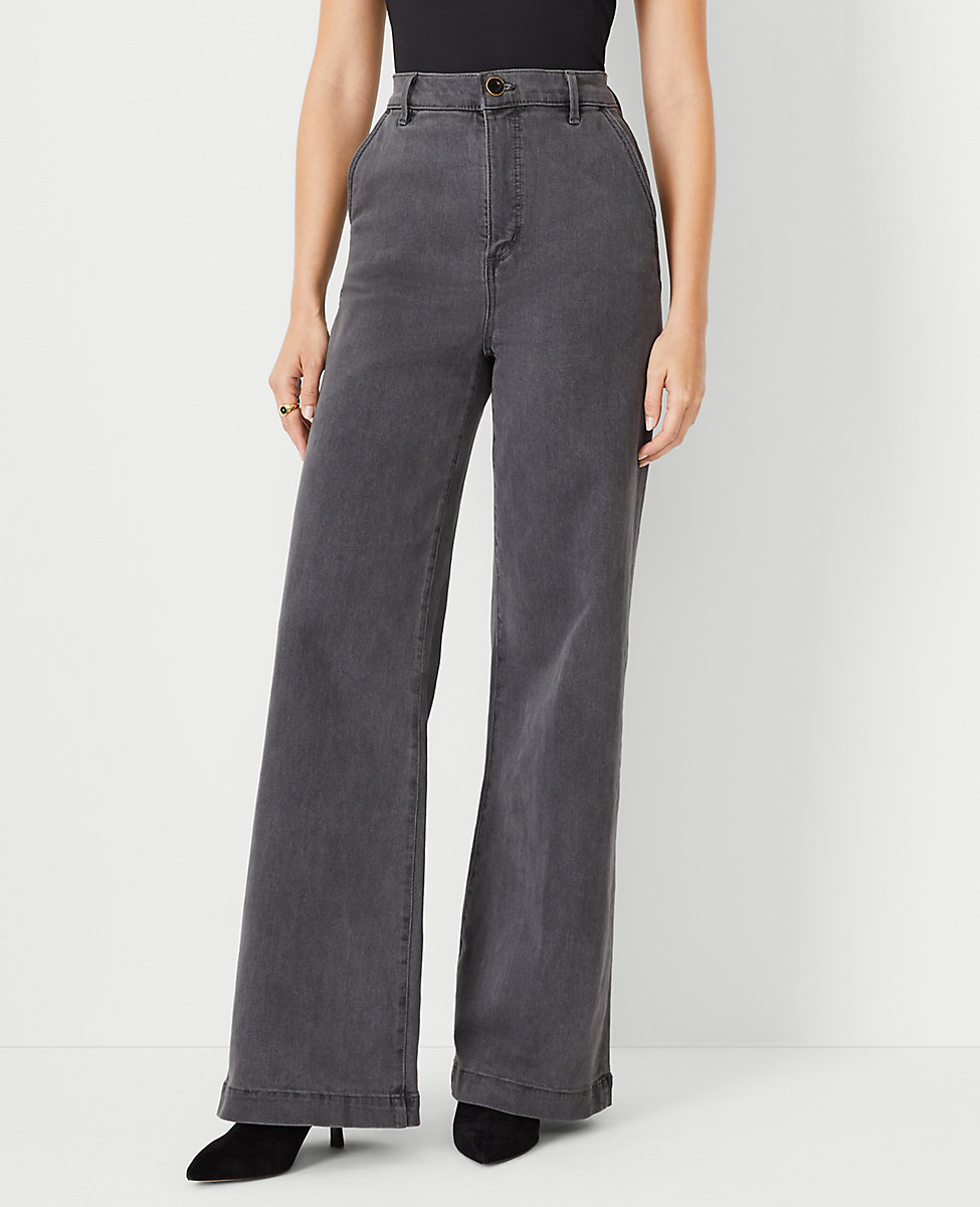 Petite High Rise Trouser Jeans in Pure Grey Wash