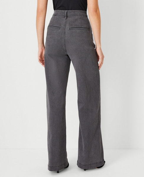 Petite High Rise Trouser Jeans in Pure Grey Wash