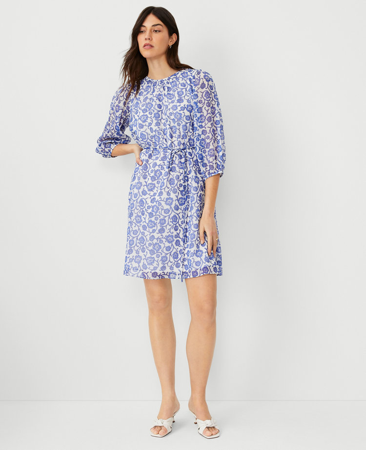 Tall Stand Collar Belted Pocket Shirtdress - Night Sky