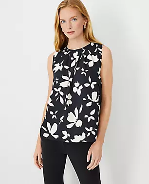 Floral Pleat Neck Top carousel Product Image 3