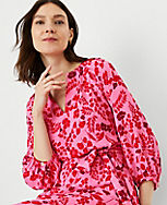 Floral Puff Sleeve Belted Shift Dress carousel Product Image 3