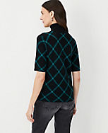 Plaid Turtleneck Elbow Sleeve Sweater carousel Product Image 2