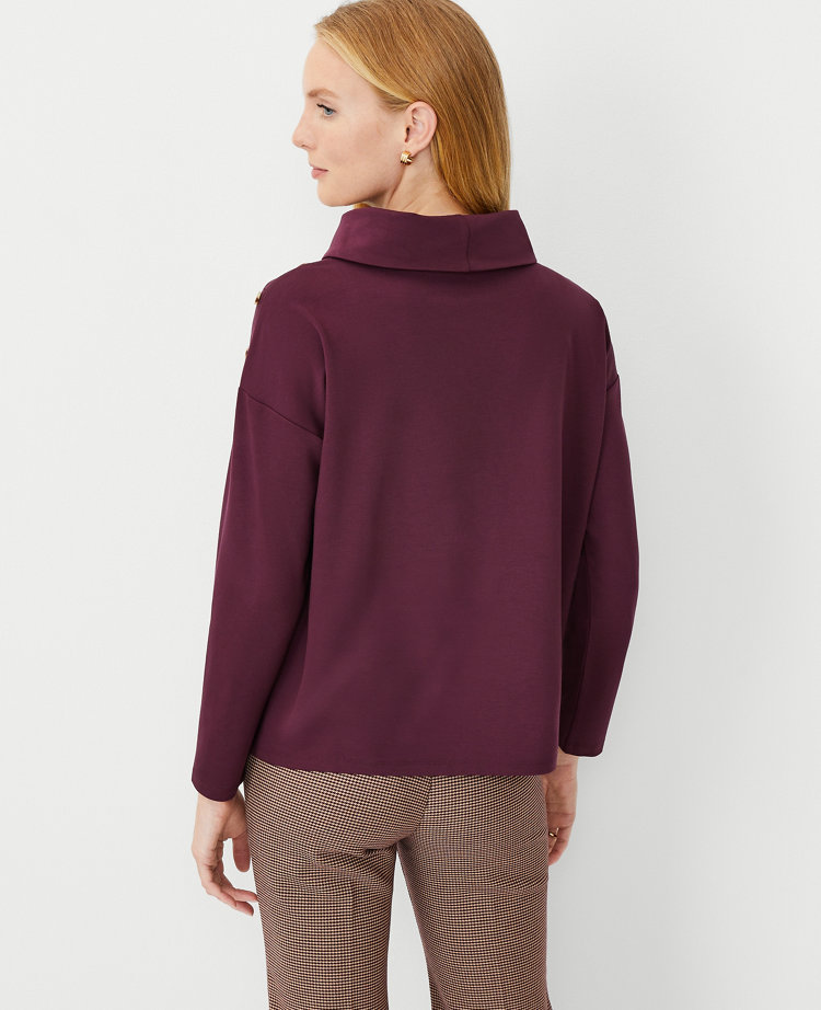 Shoulder Button Mock Neck Top