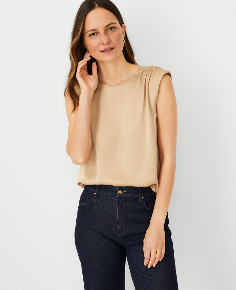 Black Cotton Boatneck Sleeveless Top, Tops