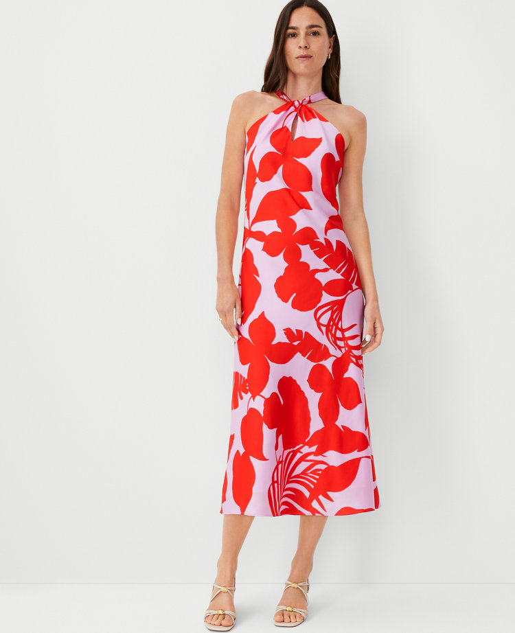 Halter Sleeveless Midi Flare Dress