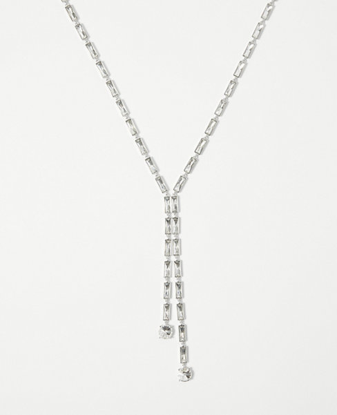 Rectangular Crystal Lariat Necklace