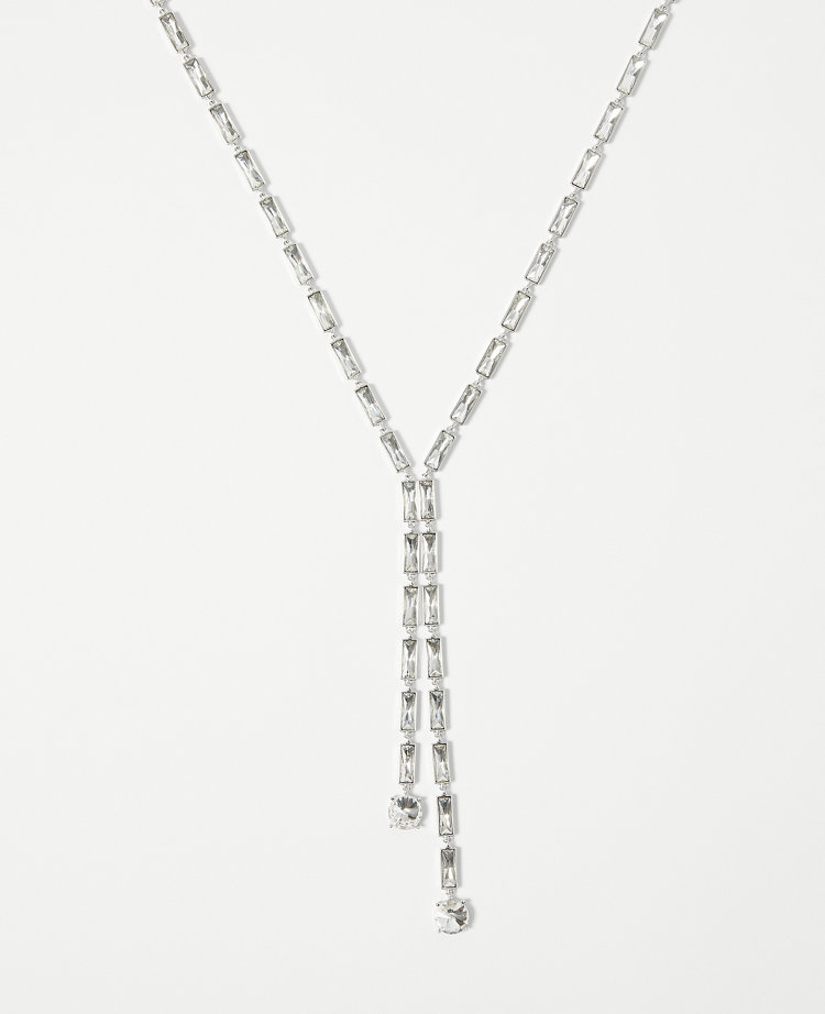 Rectangular Crystal Lariat Necklace