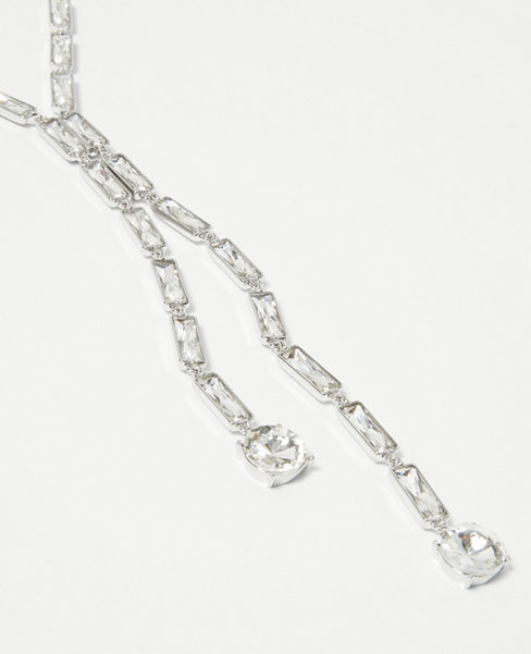 Rectangular Crystal Lariat Necklace