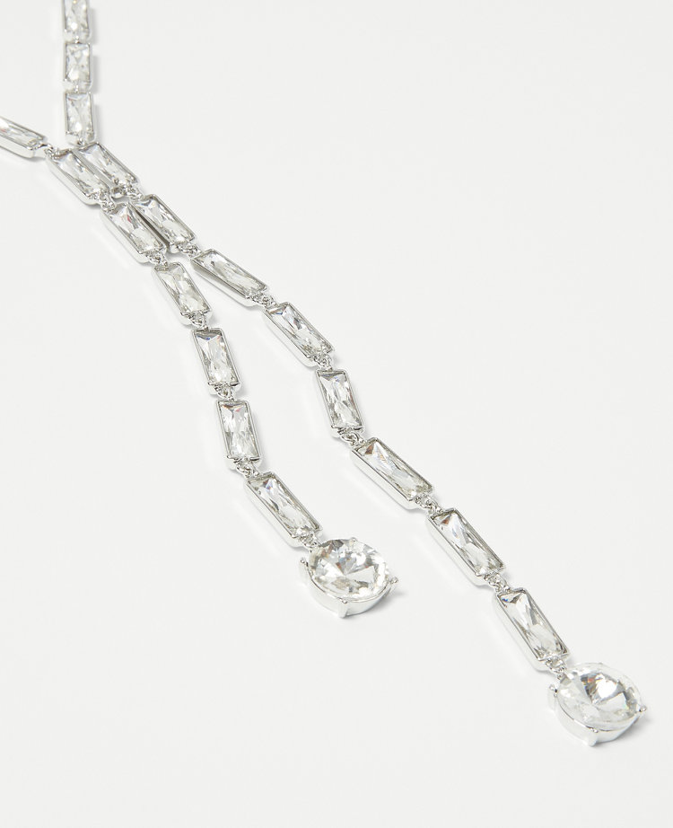 Rectangular Crystal Lariat Necklace