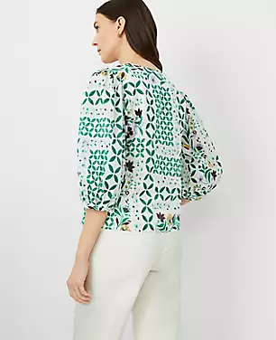 Floral Maze Pleated Puff Sleeve Top carousel Product Image 2