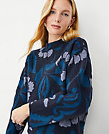 Floral Jacquard Funnel Neck Sweater carousel Product Image 1