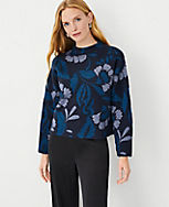 Floral Jacquard Funnel Neck Sweater carousel Product Image 3