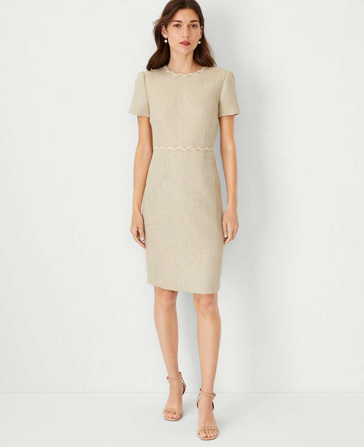 Petite Metallic Tweed Sheath Dress