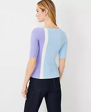 Colorblock Elbow Sleeve Sweater carousel Product Image 2