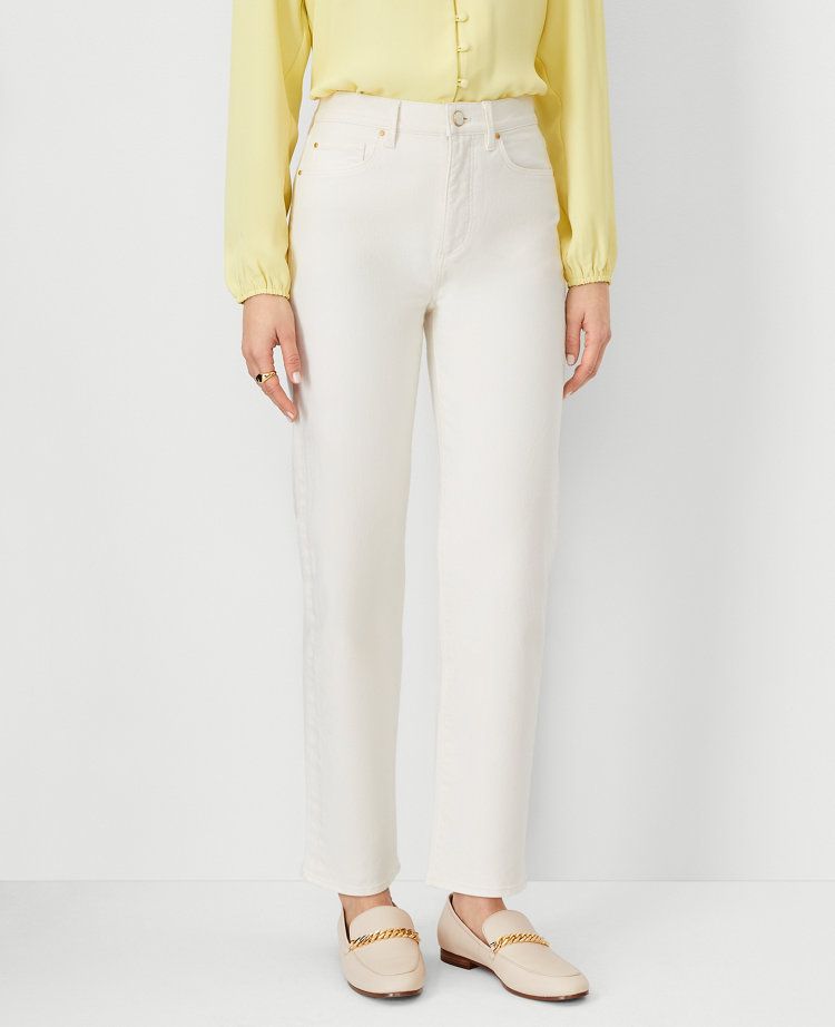 Petite white straight leg cheap jeans