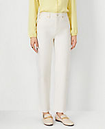 Petite High Rise Straight Jeans in Ivory - Curvy Fit carousel Product Image 1