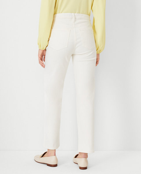 Petite High Rise Straight Jeans in Ivory - Curvy Fit