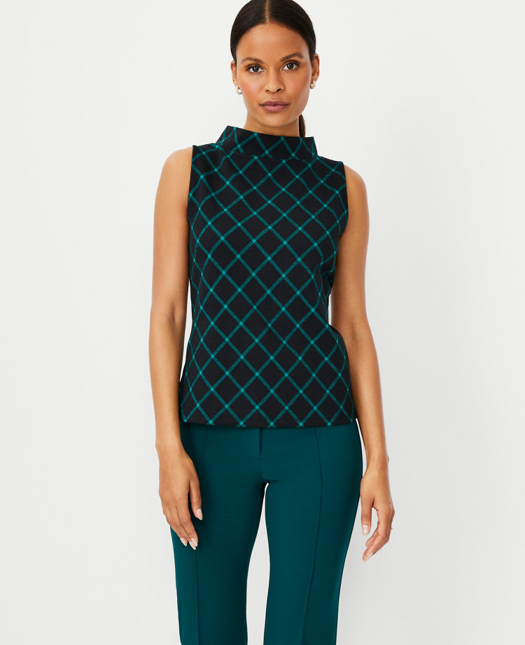 mock turtleneck sleeveless tops