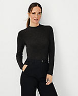 Shimmer Ribbed Mock Neck Sweater carousel Product Image 1
