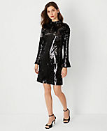 Petite Sequin Bell Sleeve Shift Dress carousel Product Image 1