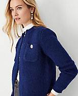 Petite Jeweled Button Pocket Sweater Jacket carousel Product Image 1