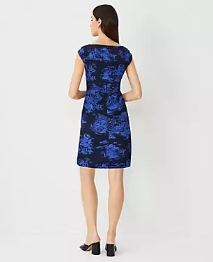 Floral Cap Sleeve Square Neck Sheath Dress carousel Product Image 2