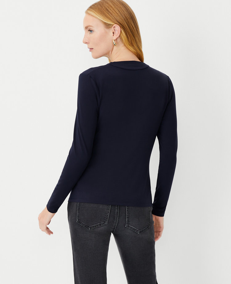 draped mock neck top