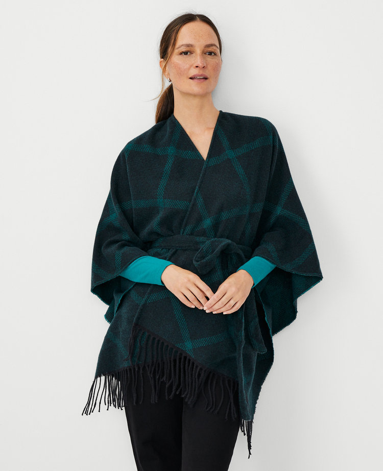 Windowpane Wrap Poncho